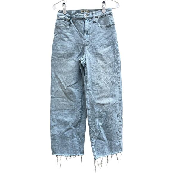 Madewell Denim - Madewell The Perfect Vintage Wide Leg Crop Jean Light Wash Raw Hem Women's 26
